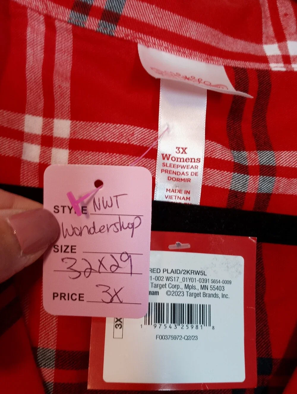NWT Red Plaid Wondershop  Women's 3X Long Sleeve Pajama Set